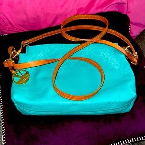 Valentina Turquoise Pebble Leather 3 Section Shoulder, Crossbody or Clutch Bag